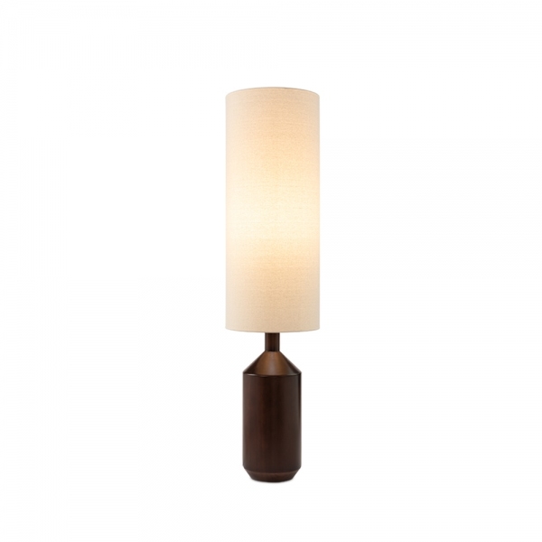 Wynter Floor Lamp, White Linen & Walnut