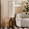Wynter Floor Lamp, White Linen & Walnut