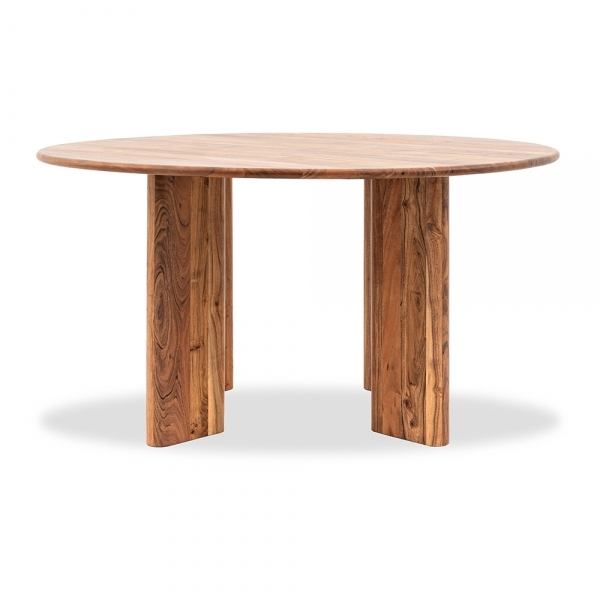 Yette 4 Seat Round Dining Table, Acacia Wood