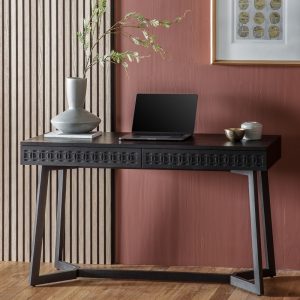 Zephyr Wooden Desk, Black Mango Wood